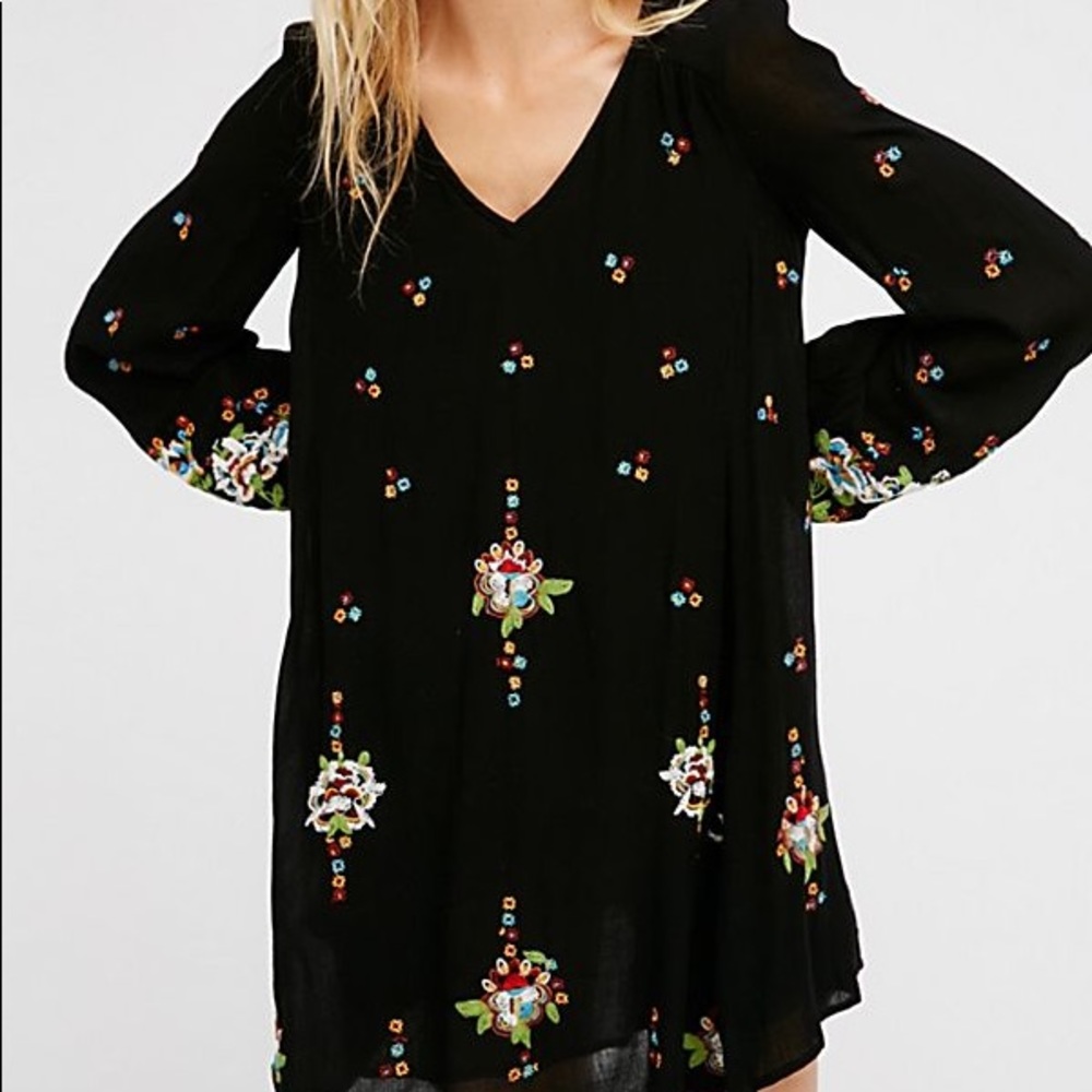 Free People Long Sleeve Embroidered Dress